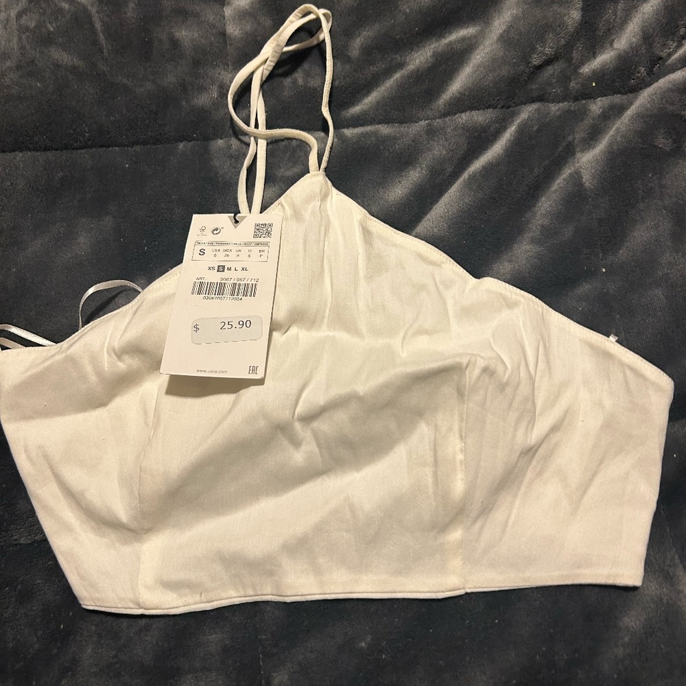 NWT ZARA TIE-BACK HALTER CROP TOP